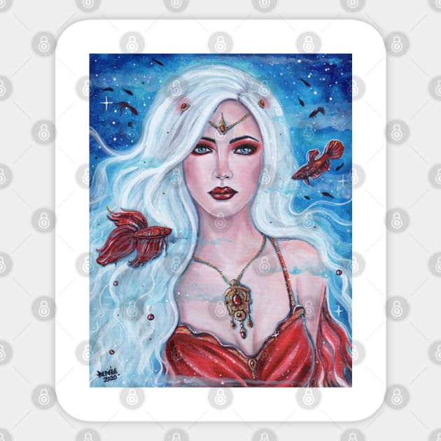 Ivory Scarlett mermaid by Renee Lavoie Sticker by ReneeLLavoie